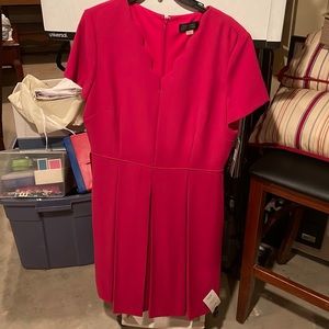 Pink, scalloped neck midi dress